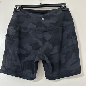lululemon athletica Dark Camo Bike Shorts with pockets